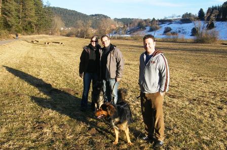 Carmen und Holger mit Odi, Rainer mit Pluto Carmen und Holger mit Odi, Rainer mit Pluto