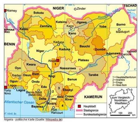 Politische Karte Nigeria